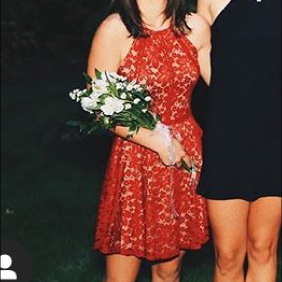 Crystal Doll Red Floral Lace Dress - Picture 4 of 4